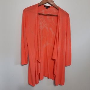 Tribal Coral Open Front Cardigan